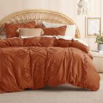 Bedsure Duvet Cover Queen - Queen Duvet Cover, Boho Bedding Queen for All Seasons, 3 Pieces, Chic Geometric Tufted Duvet Cover (Terracotta, Queen, 90"x90")