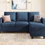 Belffin Convertible Sectional Sofa, L Shaped Modern Couch, Small Couch with Reversible Chaise for Living Room and Small Space, Navy Blue