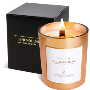 Benevolence Candles Eucalyptus Orange Wood Wick Candles, Summer Scented Candles for Women | 8 Oz Scented Candles for Home Scented | Eucalyptus Candles | Natural Candles | Men...