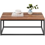 Best Choice Products 44in Modern Industrial Style Rectangular Wood Grain Top Coffee Table, Rustic Accent Furniture for Living Room w/Metal Frame, 1.25in Thick Butcher Block...