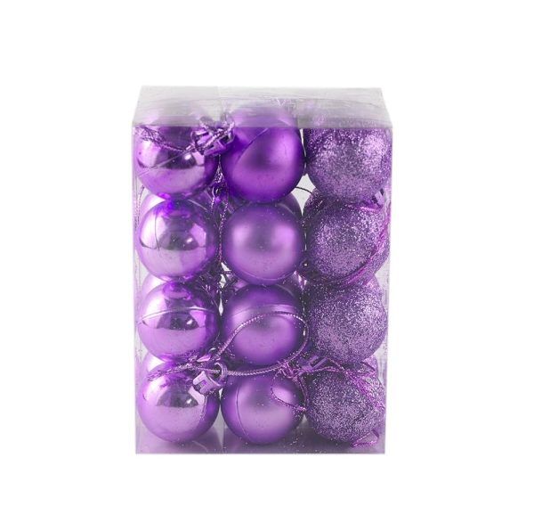 Bestjybt 24pcs 1.18" Small Christmas Ball Ornaments Shatterproof Christmas Decorations Tree Balls for Holiday Wedding Party Decoration, Tree Ornaments Hooks Included (Purple,...