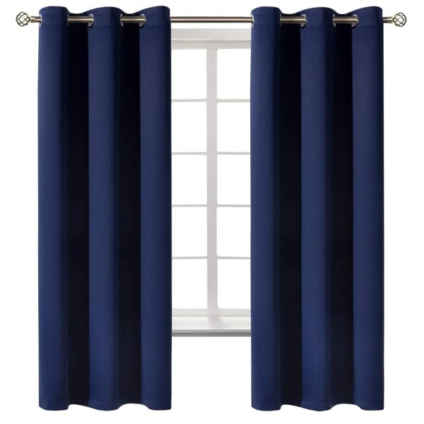 BGment Blackout Curtains for Bedroom - Grommet Thermal Insulated Room Darkening Curtains for Living Room, Set of 2 Panels (42 x 63 Inch, Navy Blue)