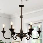 Black Chandelier for Dining Room, 6-Light Farmhouse Light Fixture, Industrial Hanging Light, Rustic Candle Chandelier for Kitchen Island, Living Room, Bedroom, Foyer, Entryway, E12