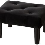 Black Ottoman Foot Stool, Small Ottoman Foot Rest, Velvet Soft Footrest Ottoman with Wood Legs, Sofa Footrest Extra Seating for Living Room Entryway Office