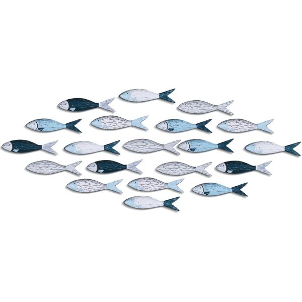 Blulu 20 Pcs Summer Coastal Metal Fish Wall Decor Coastal Fish Wall Art Nautical Marine Fish Wall Sculpture Modern Beach Themed Fish Ocean Wall Decoration for Bedroom Living...