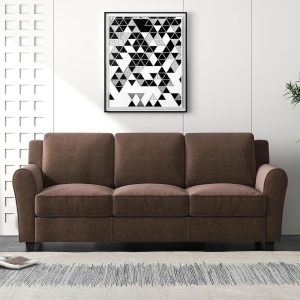 Bonzy Home 80.7" Sofa, 3 Seater Sofa Couch for Living Room, Modern Couch with Thick Cushion for Apartment Office, Brown