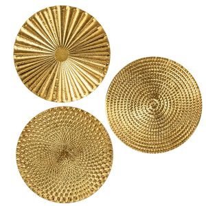 Briful 12" Gold Wall Décor Pack of 3 Metal Starbursts Radial Plate Wall Art Modern Accent Hanging Wall Decorations For Home Office Bedroom Or Living Room Wall Sculptures