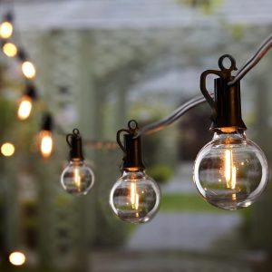 Brightown Outdoor String Lights - Connectable Dimmable LED Patio String Lights with G40 Globe Plastic Bulbs, All Weatherproof Hanging Lights for Outside Backyard Porch (50 ft -...