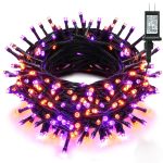 Brizled Purple & Orange Halloween Lights, 95.14ft 240 LED Halloween String Lights Connectable with Timer, 8 Modes Outdoor Halloween Lights, Plugin Mini Lights Waterproof for...