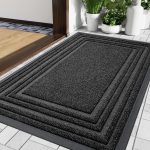 Buganda Floor Door Mat, Heavy Duty Doormat Outdoor Indoor, Natural Rubber Mat, Non Slip, Low Profile Outdoor Mat for Home Entrance, Garage, Patio Porch Farmhouse, 29x17, Black