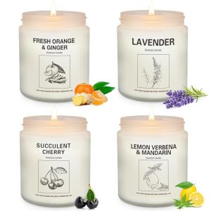 Candles | Candles for Home Scented | 4 Pack 7.1oz Natural Soy Wax Aromatherapy Candles | Over 240 Hours of Burn Time | Christmas Scented Candles Gifts Sets for Women |Lavender...