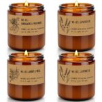 Candles for Home Scented, 4 Pack 28 Oz Candles Gifts for Women, Large Soy Scented Candles, Lavender Fresh Rose Long Lasting Aromatherapy Amber Candle Set for Women Men Birthday...