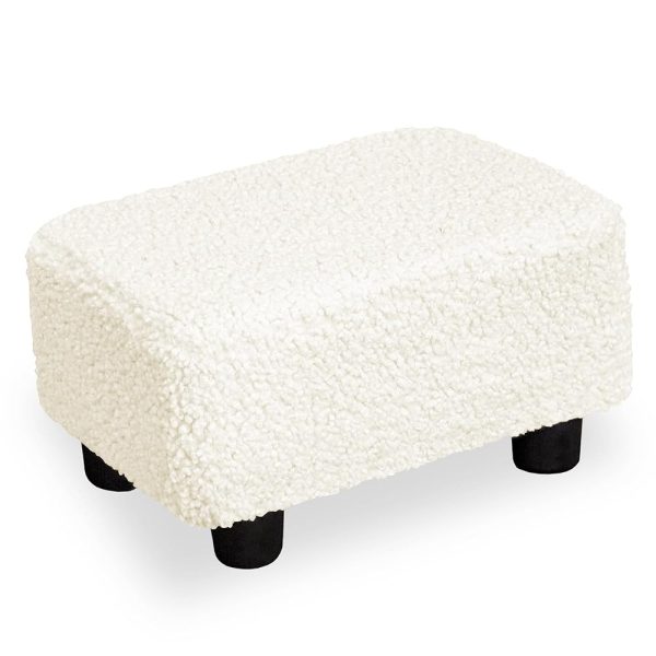 CAROLMADE Small Foot Stool Ottoman 15.4" Footstool with Legs Under Desk Footrest for Living Room Bedroom and Office, Soft Ivory White