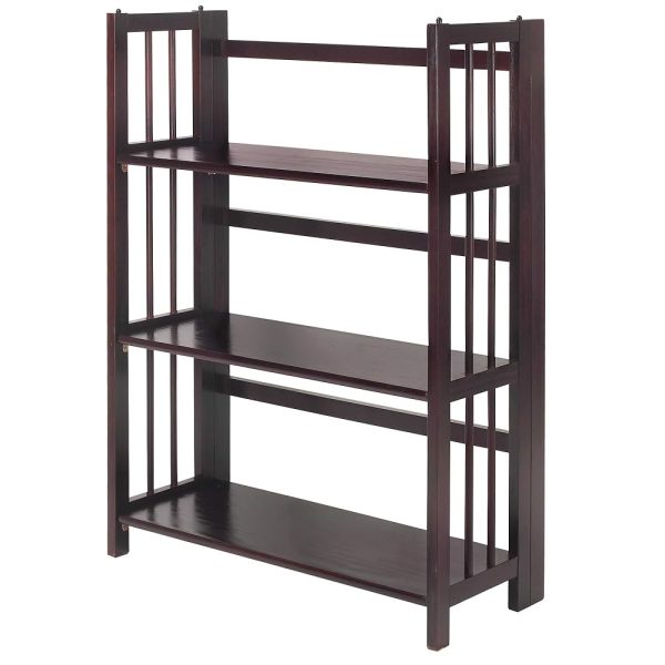 Casual Home 3 Shelf Folding Stackable Bookcase, 27.5" Wide, Espresso