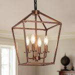 Chandelier for Dining Room, 4-Light Rustic Chandelier Fixtures, Vintage Ceiling Light with Adjustable Height, Antique Bronze Geometric Hanging Light for Bedroom, Foyer, Kitchen,...