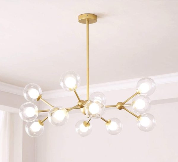 Chandelier,Gold Light Fixture for Bedroom,12-Light Ceiling Light Fixture for Dining Room,Living Room,Kitchen