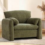 Chenille Oversized Armchair, 38.6” Wide Reading Accent Chair for Adults, Upholstered Mid-Century Modern Lounge Chair for Living Room, Easily Assembled