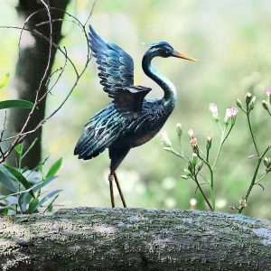 chisheen Crane Garden Statue Sculpture, Metal Heron Outdoor Decor, Yard Art Bird Decoy for Backyard Pond Patio Porch Lawn Decorations