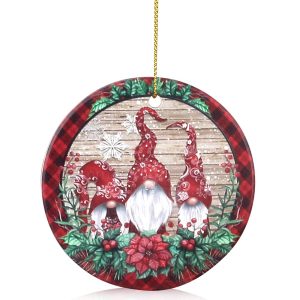 Christmas Decorations Tree Ornaments for Xmas Tree Decorations Ceramic Christmas Ornaments Decorated Outdoor Tree Mini Gnome Ornaments Farmhouse Round Christmas Ornament