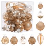 Christmas Ornaments Set, 32Pcs Clear Plastic Shatterproof Christmas Ball Hanging Ornaments for Xmas Tree Decorations, for Indoor Home Thanksgiving Party Holiday Decor - Champagne.