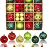 Christmas Tree Decorations Balls 44 pcs Shatterproof Christmas Ornaments Set, Xmas Tree Decorations Hanging Ornament Classic Christmas Decorations for Holiday,...