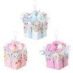 Christmas Tree Gift Box Ornament Set,3 Pieces Macaron Color Candy Gift Hanging Ornaments for Christmas, New Year, Easter, Birthday (Pink Purple Blue)