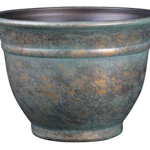 Classic Home and Garden Alena 12" Planter, Indoor Outdoor Decorative Plant Pot with Drainage, Weathered Copper