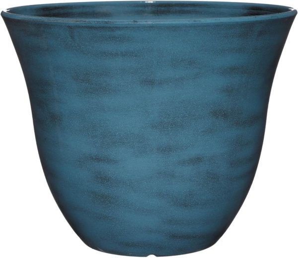 Classic Home and Garden Honeysuckle Resin Flower Pot Planter, Blue Jean, 15"