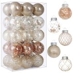 Clear Plastic Christmas Ball Ornaments, 30ct 2.36 Inch Champagne Balls for Tree Decoration - Shatterproof for Holiday Wedding Party Gifts