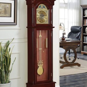 Coaster Furniture Harris Grandfather Clock with Chime Brown Red and Clear, 900749