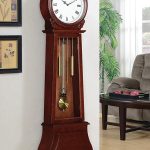 Coaster Home Furnishings Grandfather Clock with Chime Brown Red, 9"D x 20"W x 71.75"H