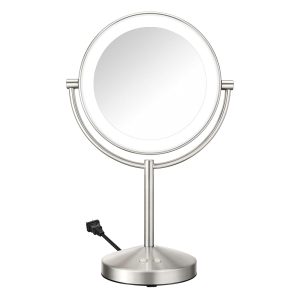 Conair Lighted Makeup Mirror, LED Vanity Mirror, 1X/10x Magnifying Mirror, Corded in Satin Nickel Finish