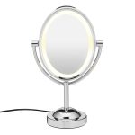 Conair Lighted Makeup Mirror, LED Vanity Mirror, 1X/7X Magnifying Mirror, Double Sided, Corded in Polished Chrome