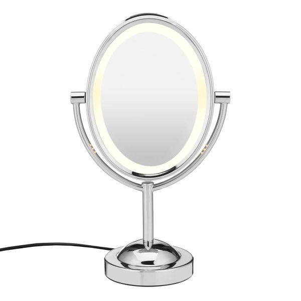 Conair Lighted Makeup Mirror, LED Vanity Mirror, 1X/7X Magnifying Mirror, Double Sided, Corded in Polished Chrome