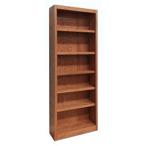 Concepts In Wood 84" Traditional Wood Bookcase with 4 Adjustable Shelves & 2 Fixed Shelves, Assembly Required, for Laundry/Bedroom/Kitchen/Garage/Office, in Dry Oak Finish