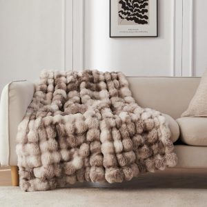 COOVA Faux Rabbit Fur & Flannel Throw Blanket 50x60 Inch - Luxury Fuzzy & Cozy Soft Blanket for All Seasons, Breathable and Comfortable for Bed, Sofa, Couch, and Camping,Tie Dye...