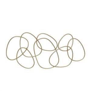 CosmoLiving by Cosmopolitan Metal Abstract Home Wall Decor Interlocking Rings Wall Sculpture, Wall Art 43" x 1" x 22", Gold