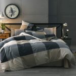 Cotton Grid Plaid Duvet Cover Set Queen Modern Reversible Checkered Hotel Quality Zipper Closure Bedding Collection (NO Comforter)