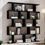 Cozy Castle Set of 2 Geometric Bookcase, S-Shaped Modern Bookshelf, Room Divider Bookshelf, 62" Tall Unique Abstract Bookcase with 5-Tier Display Shelf for Living Room Office,...