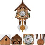 Cuckoo Clock Antique Wooden Cuckoo Birdhouse Wall Clock Home Decor Hanging Cuckoo Clock Auto Swing Bell Pendulum Home Decor (CM010)