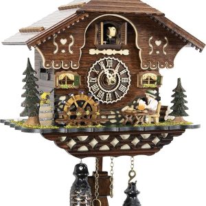 Cuckoo-Palace German Cuckoo Clock - The Brotzeit House - with Quartz Movement - 10.3 inches high - Black Forest Clock