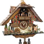 Cuckoo-Palace Large German Cuckoo Clock - The Seesaw Mill Chalet with Quartz Movement with Moving Seesaw - Black Forest Clock