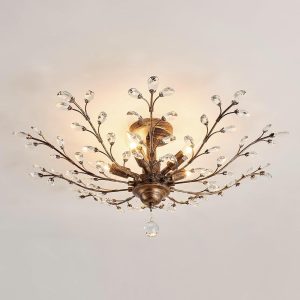 CVKASH 5 - Light Vintage Crystal Chandelier Modern Bronze Branche Ceiling Light Fixture Farmhouse for Kitchen Dining Room Living Room Bedroom Hallway Foyer