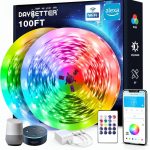 DAYBETTER 100ft Smart WiFi Led Lights, Led Strip Lights Work with Alexa and Google Assistant, App Voice Remote Control Music Sync Color Changing RGB Strip Lighting for Bedroom...