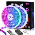 DAYBETTER Led Lights 65.6ft, 5050 RGB Led Strip Lights Flexible Color Changing Remote Control Strips, 2 Rolls of 32.8ft Led Lights for Bedroom, Living Room, Party Home Decor