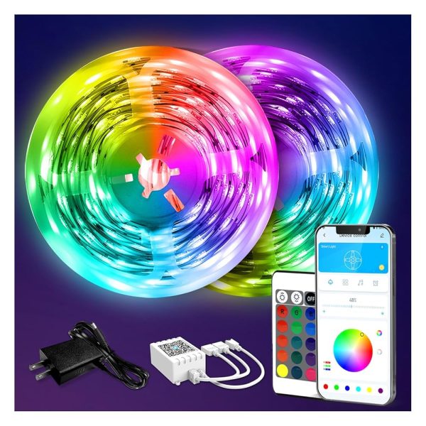 DAYBETTER LED Strip Lights 130ft (2 Rolls of 65.6ft), Color Changing Lights Strip for Bedroom, Desk, Indoor, Room Bedroom, Girl Boy Brithday Gifts RGB Decor with Remote and 24V...