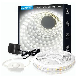 DAYBETTER White LED Strip Light, 20 ft Dimmable Bright Rope Light, 6500K 24V Light Strips, 360 LEDs 2835 Tape Lights for Bedroom, Kitchen, Mirror, Home Decoration(1 Roll)