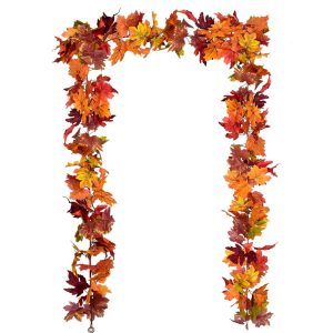 DearHouse 2 Pack Fall Garland Maple Leaf, 5.9Ft/Piece Hanging Vine Garland Artificial Autumn Foliage Garland Thanksgiving Decor for Home Wedding Fireplace Party Christmas (Brown)