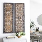 Deco 79 34089 Elegant Sculpture-Wood Panel 2 Assorted, set of 2 Wall Art 16" x 1" x 48", Brown