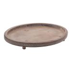 Decorative Tray, Oval Wooden Tray for Coffee Table Decor Kitchen Dinning Table Entryway, Small Beaded Tray for Holidays, Wood Tray Distressed Brown